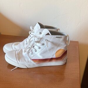 White High-Top Sneakers with Retro Stripe